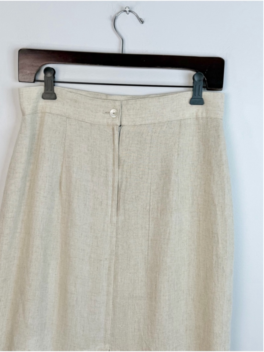 Vintage 80s 90s linen blend beige long minimalist old money maxi skirt 9 - Picture 7 of 15